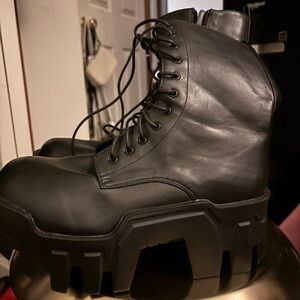 Shop Akira lug heel boots worn once